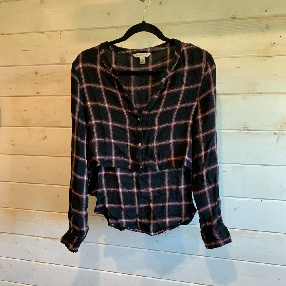 Calvin Klein | Plaid Cropped Button Up